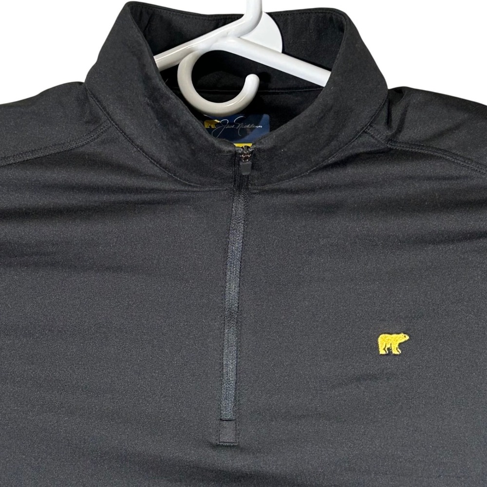 Jack Nicklaus Mens Black Quarter Zip Pullover Golden Bear Logo Medium